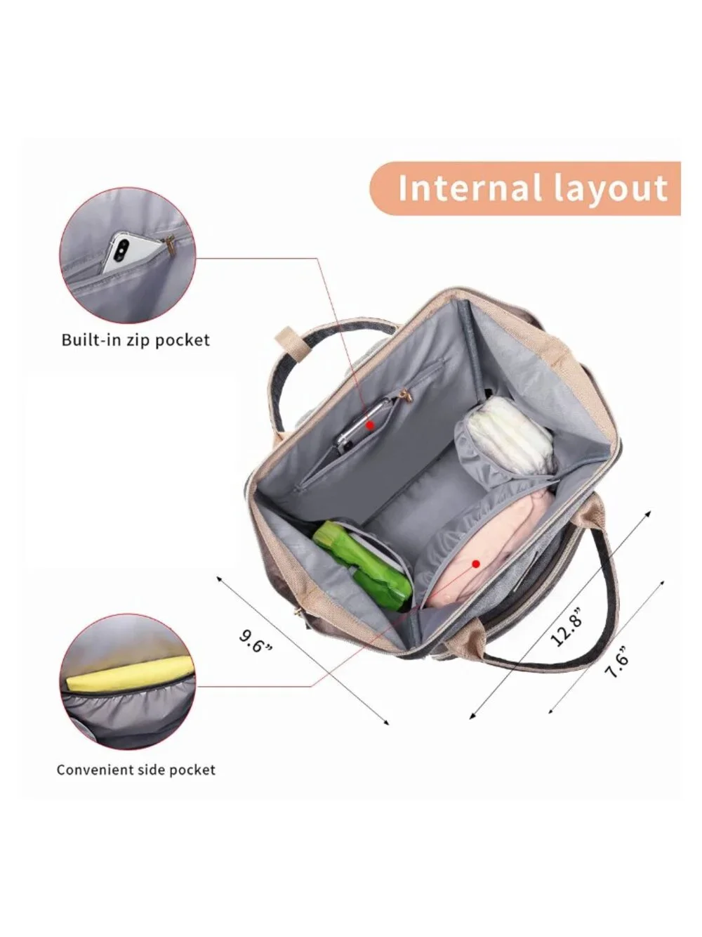 Diaper Bag Backpack with Changing Pad and Insulated Pockets